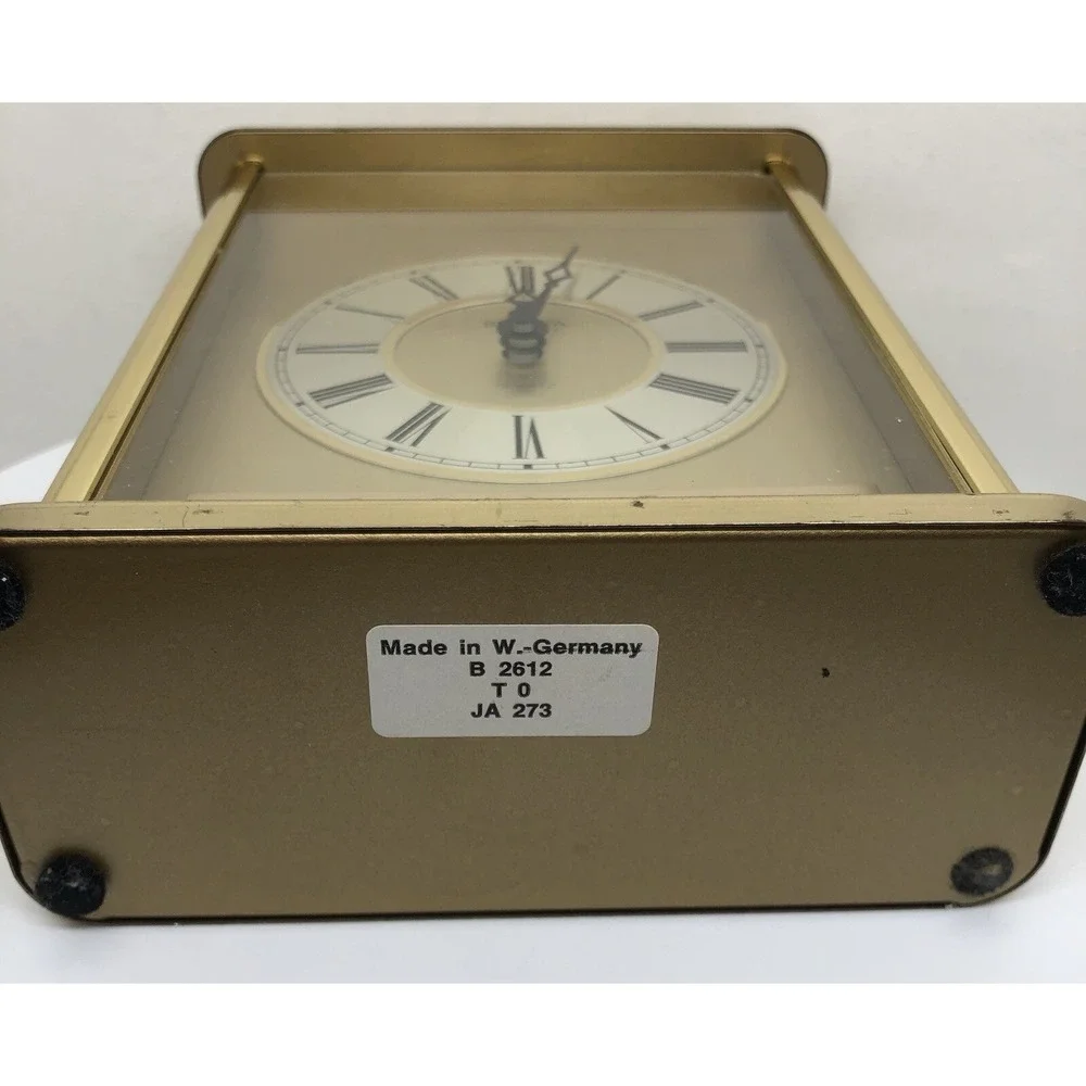 Vintage Bulova Clock Heavy‎ Brass Quartz Mantel Clock, Germany, Sears, Works!